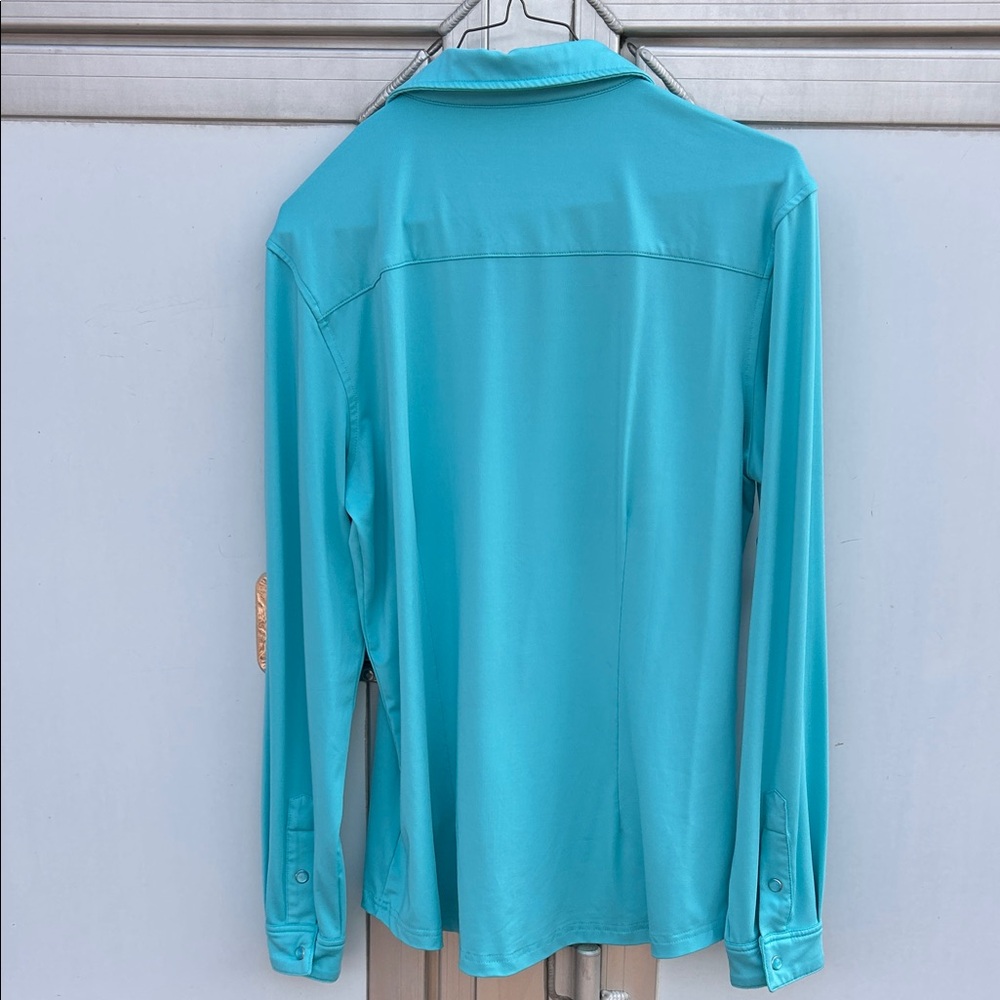 Ranch Dress’n Turquoise Pearl Snap Western Rodeo Shirt - Picture 5 of 9